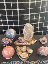 Load image into Gallery viewer, Blue Agate Sphere with Quartz Crystal Inclusions - Polished