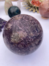Load image into Gallery viewer, Lepidolite Sphere with Smoky Quartz Crystal Inclusions - Polished