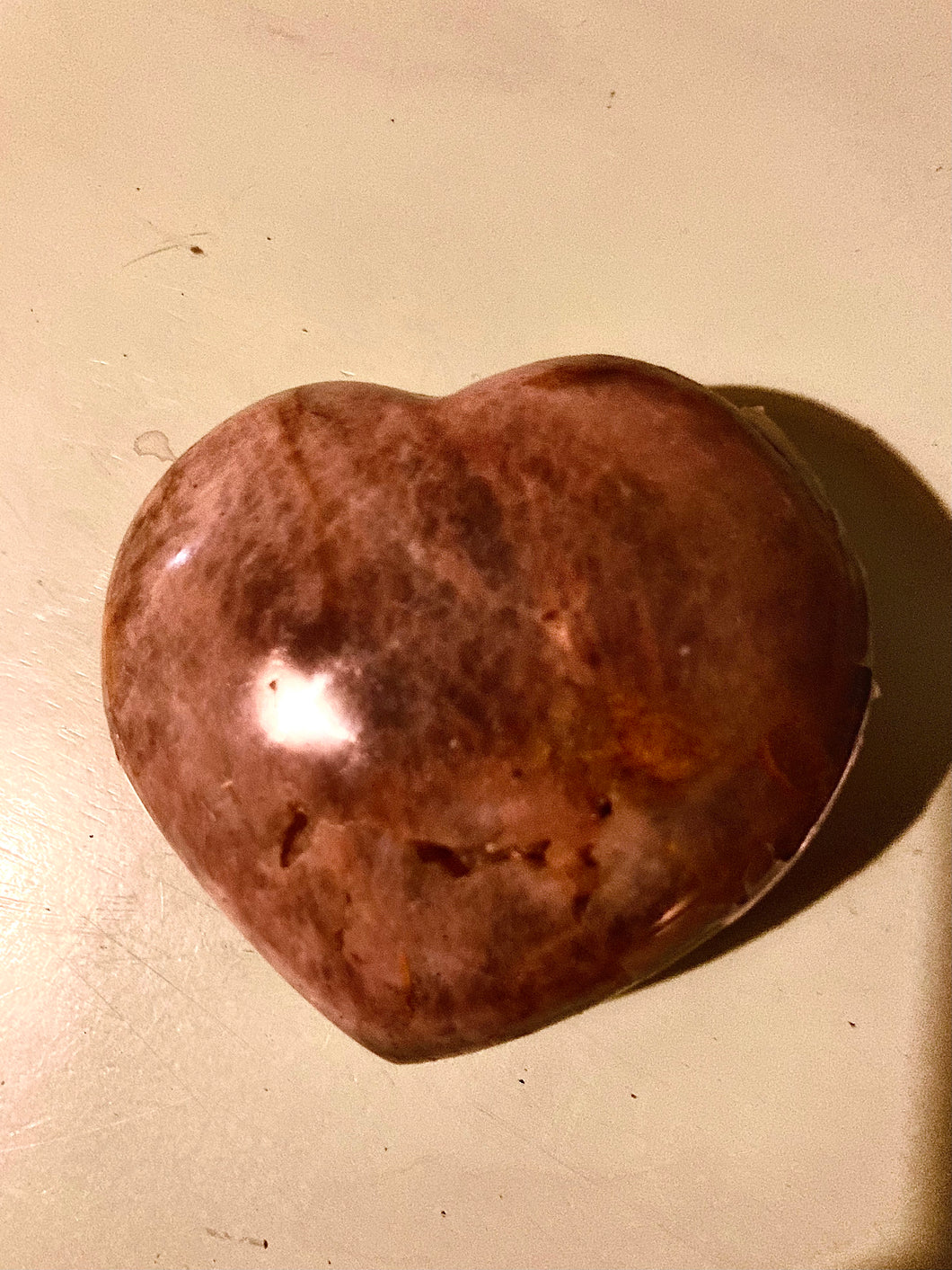 Black & Peach Moonstone Heart - Polished