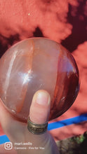 Load and play video in Gallery viewer, Fire Quartz Sphere 1174 - Red Hematoid Quartz Sphere - 127mm - Polished &quot;The Martian&quot;
