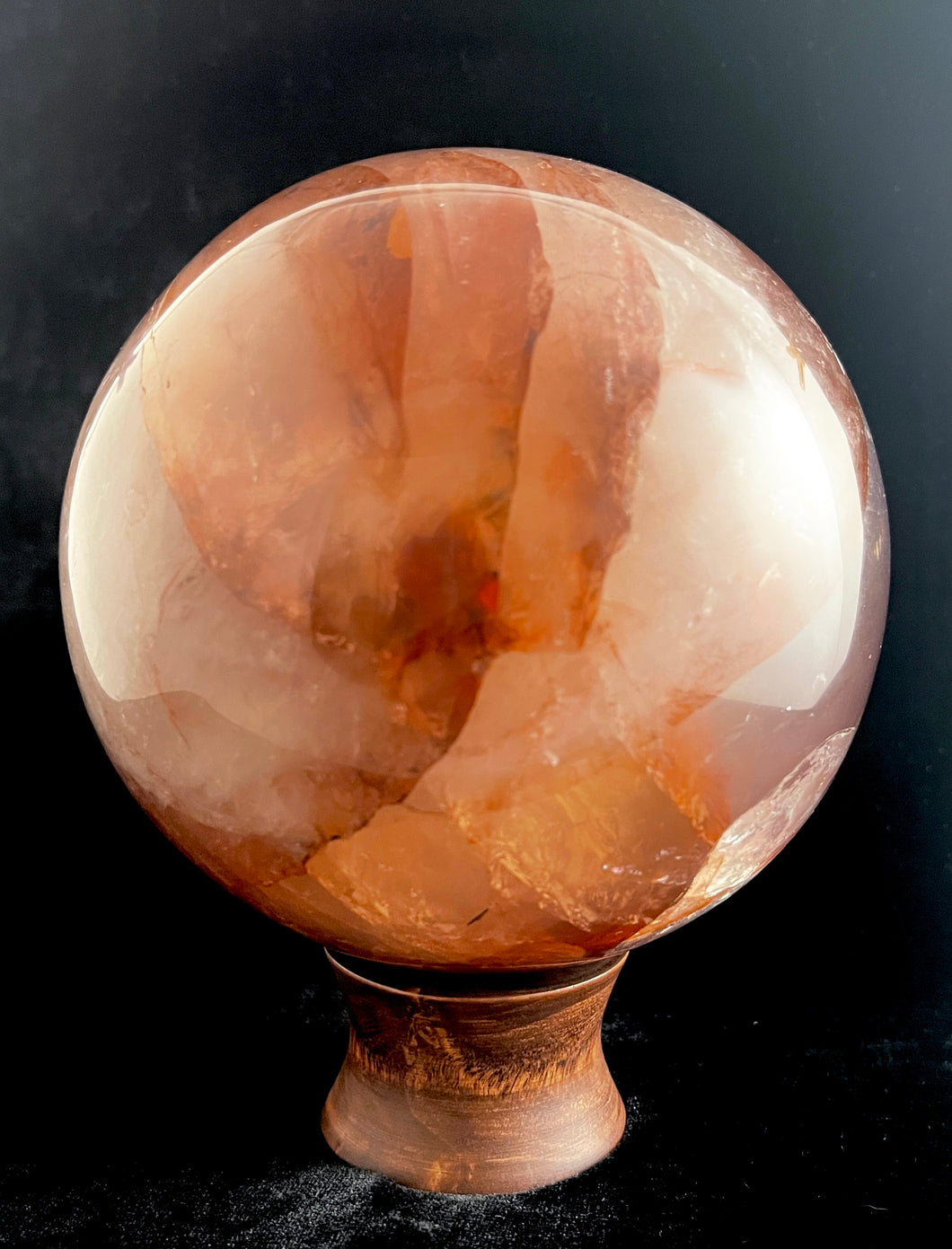 Fire Quartz Sphere 1174 - Red Hematoid Quartz Sphere - 127mm - Polished 