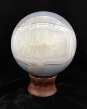 Load image into Gallery viewer, Blue Agate Sphere with Quartz Crystal Inclusions - Polished
